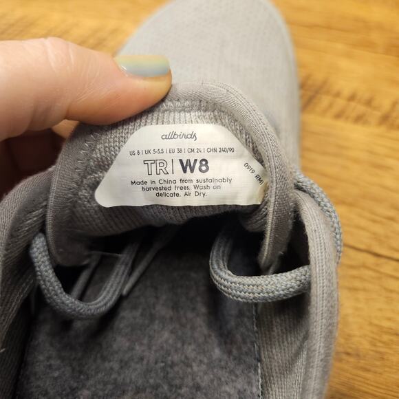 Allbirds Tree Runner Light Grey knit low top lace up sneaker sz 8 washable - Picture 8 of 8